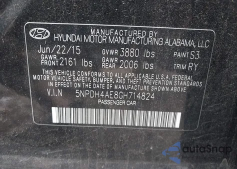 2016 Hyundai Elantra Value Edition z USA, uszkodzony, nr VIN 5NPDH4AE8GH714824